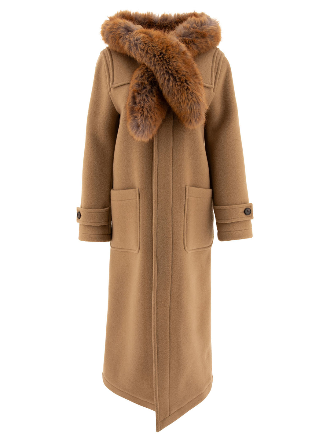 Faux Fur Trim Wool Duffle Coat Coats Beige