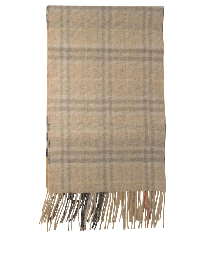 Reversible Cashmere Scarf In Check Scarves Beige