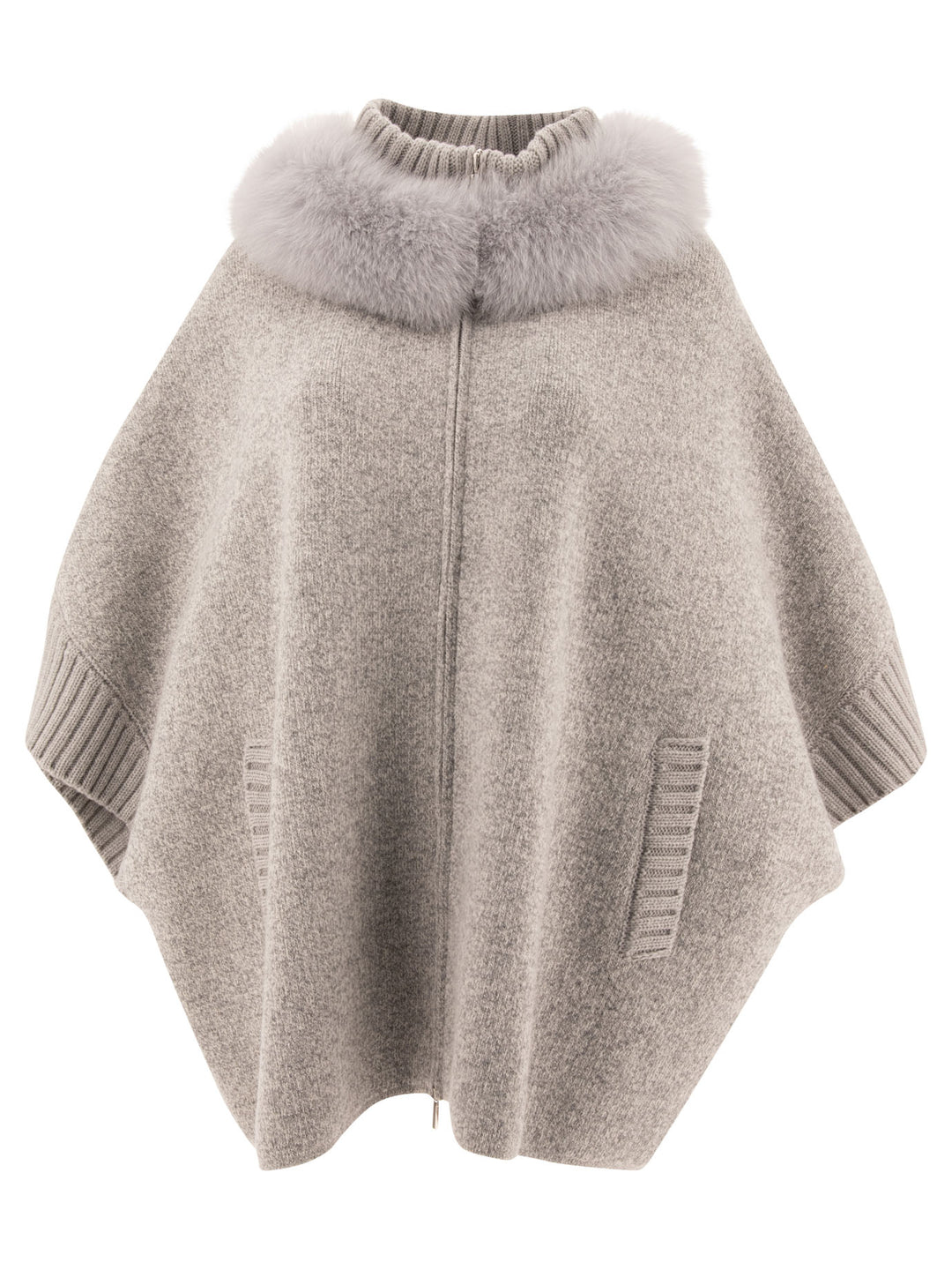 Wool And Cashmere Poncho Coats Grey