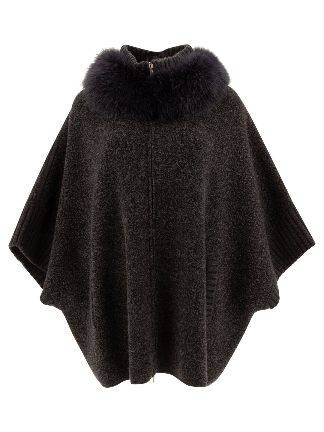 Wool And Cashmere Poncho Coats Grey