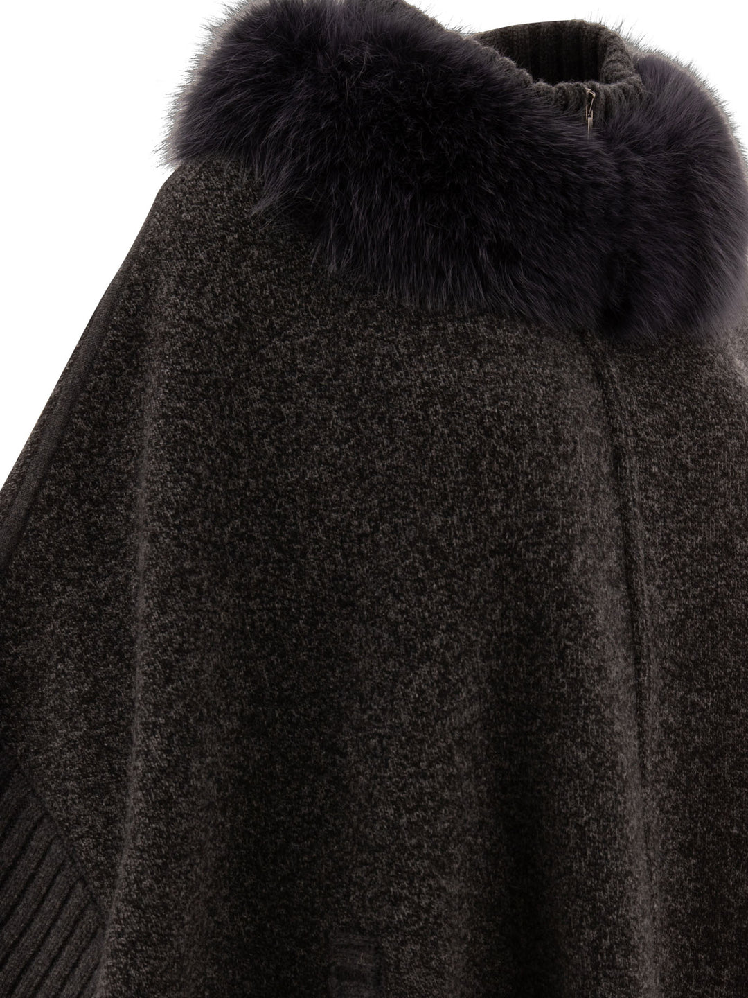 Wool And Cashmere Poncho Coats Grey