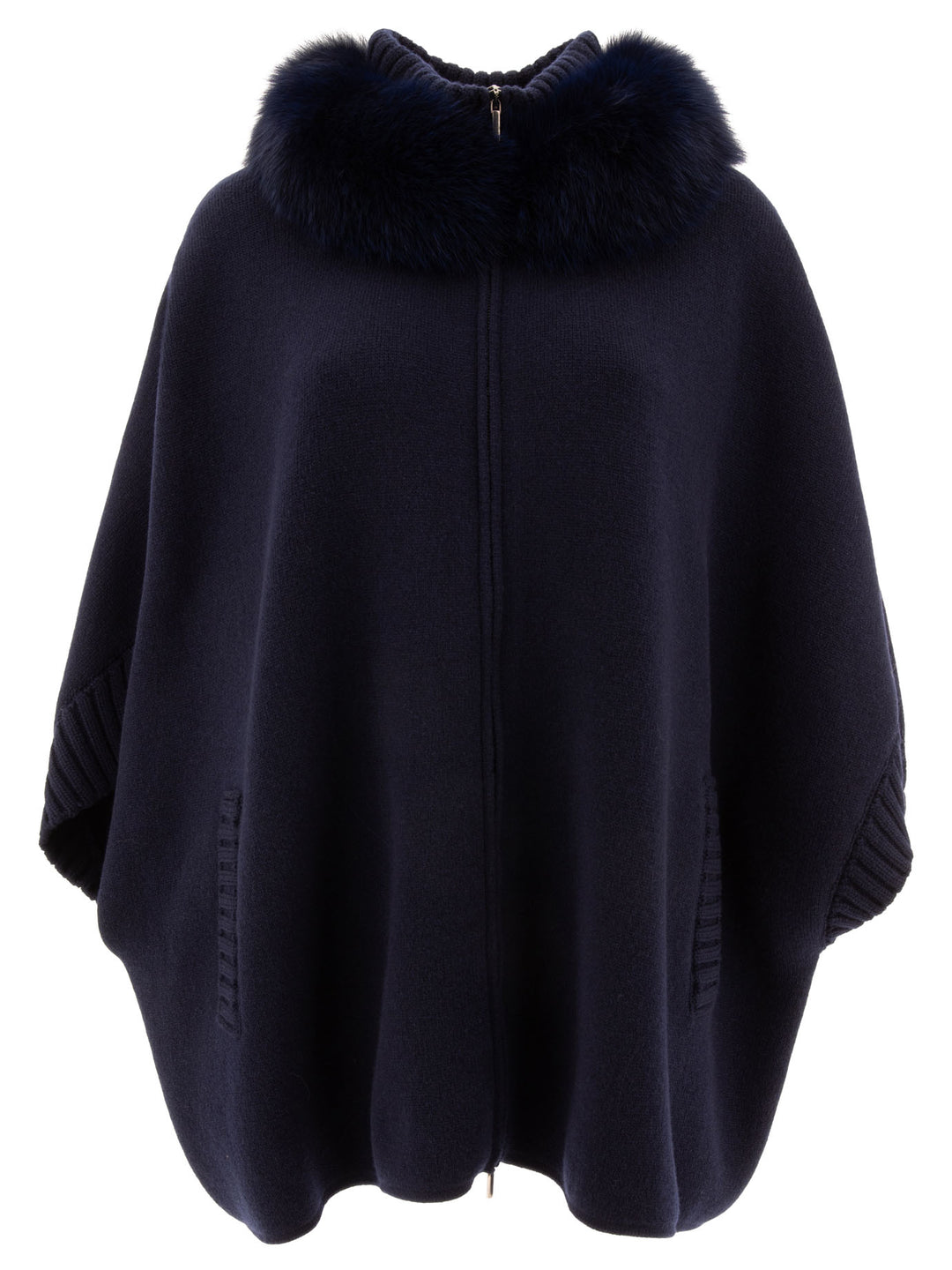 Wool And Cashmere Poncho Coats Blue