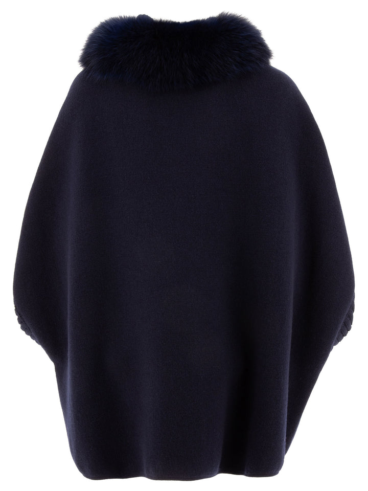 Wool And Cashmere Poncho Coats Blue