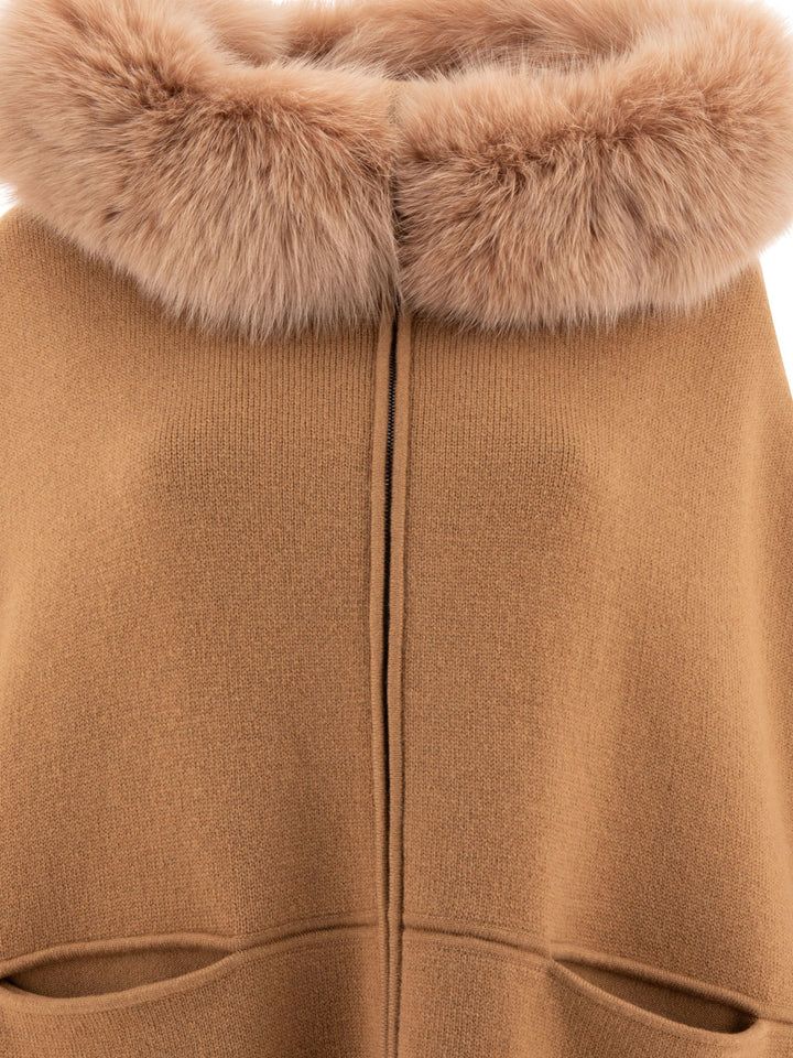 Wool And Cashmere Poncho Coats Beige