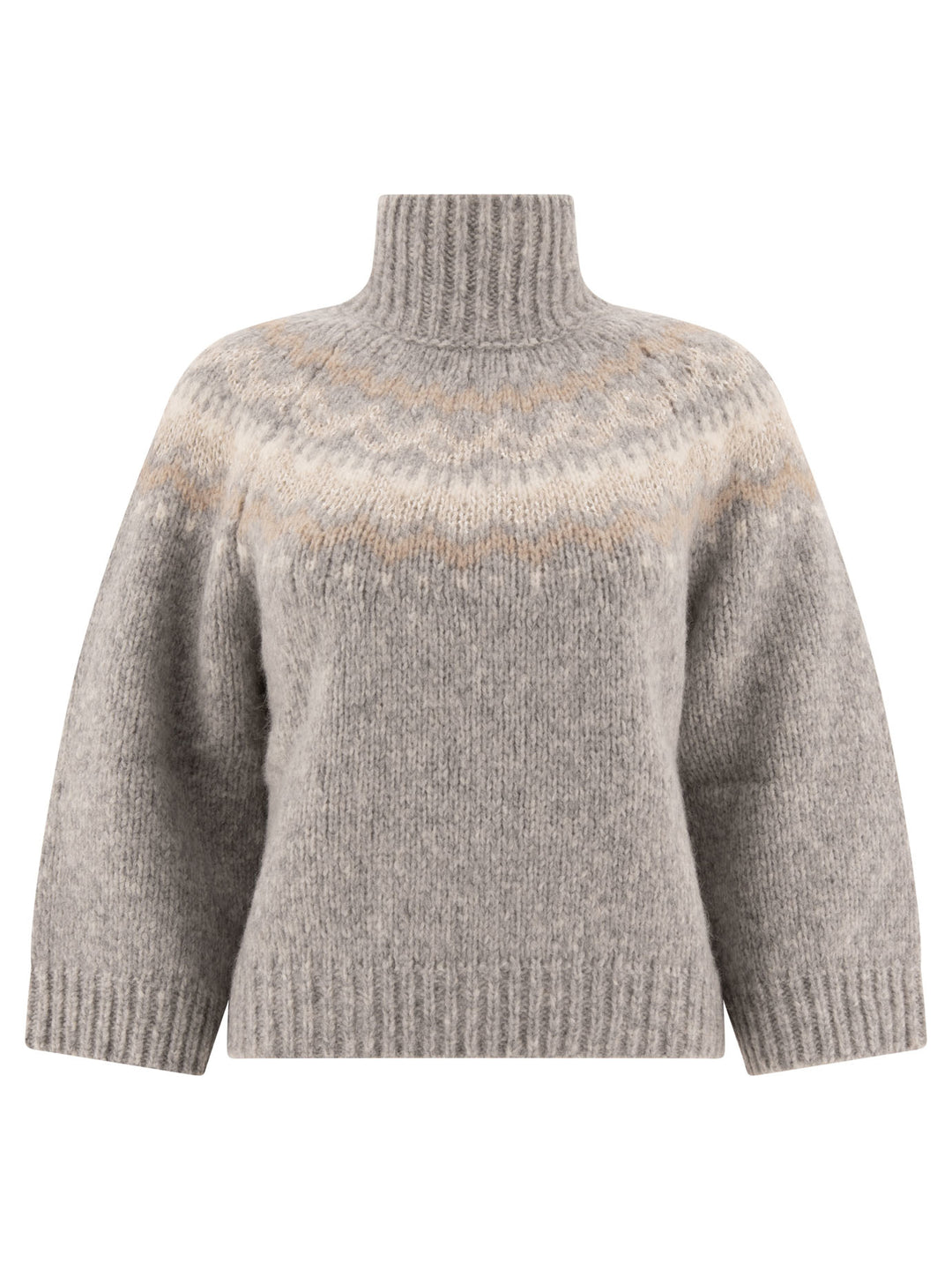 Turtleneck Sweater With Sequins Knitwear Grey