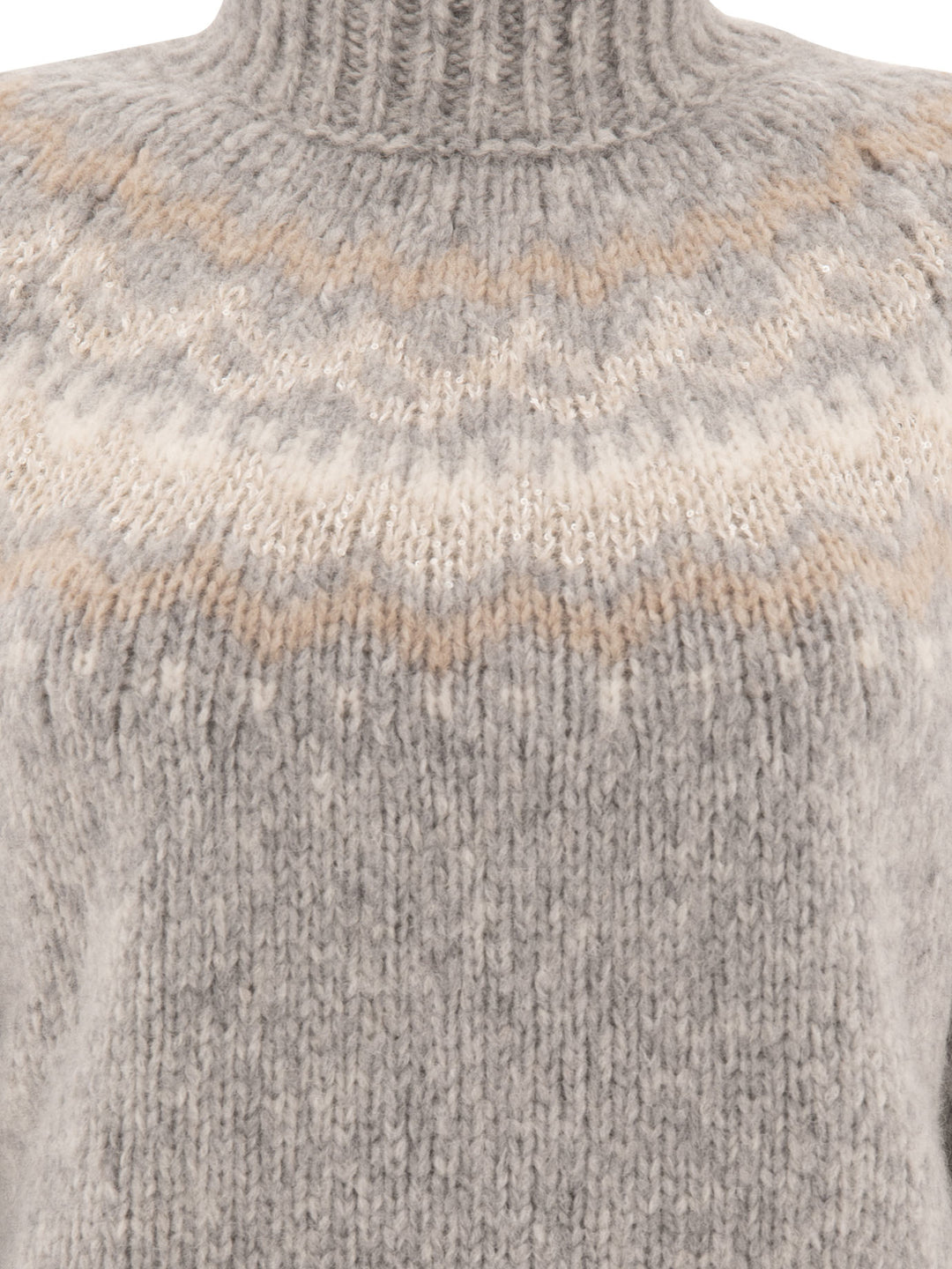 Turtleneck Sweater With Sequins Knitwear Grey