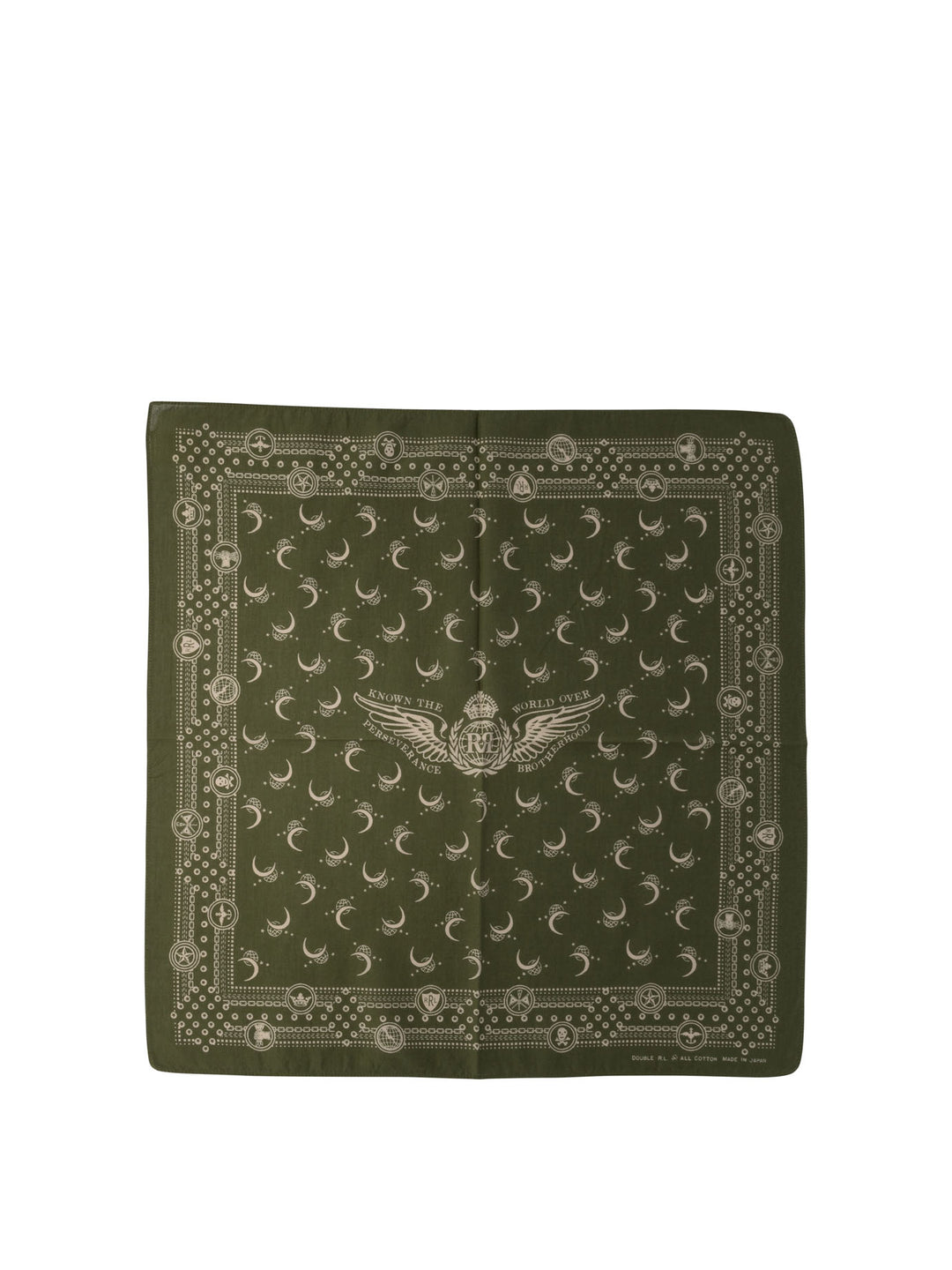 Winged-Logo Cotton Bandana Scarves Green