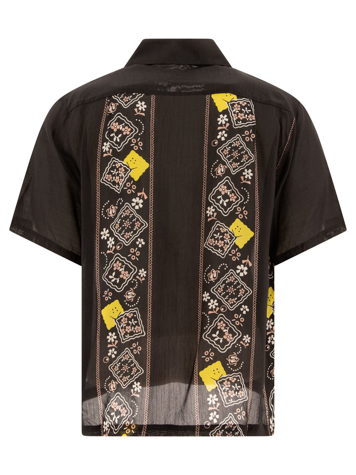 Gauze Bandana Patchwork Shirts Black