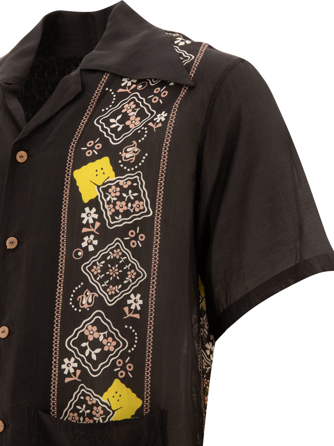 Gauze Bandana Patchwork Shirts Black