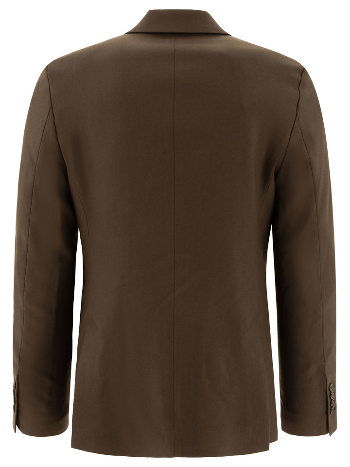 Wool Double-Breasted Blazer Jackets Brown