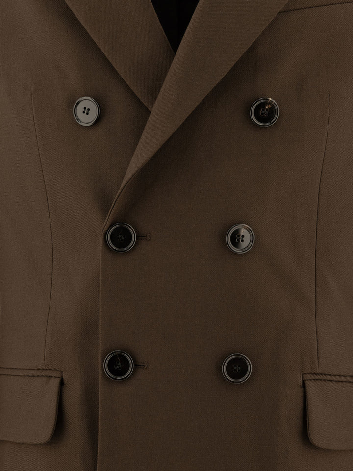 Wool Double-Breasted Blazer Jackets Brown