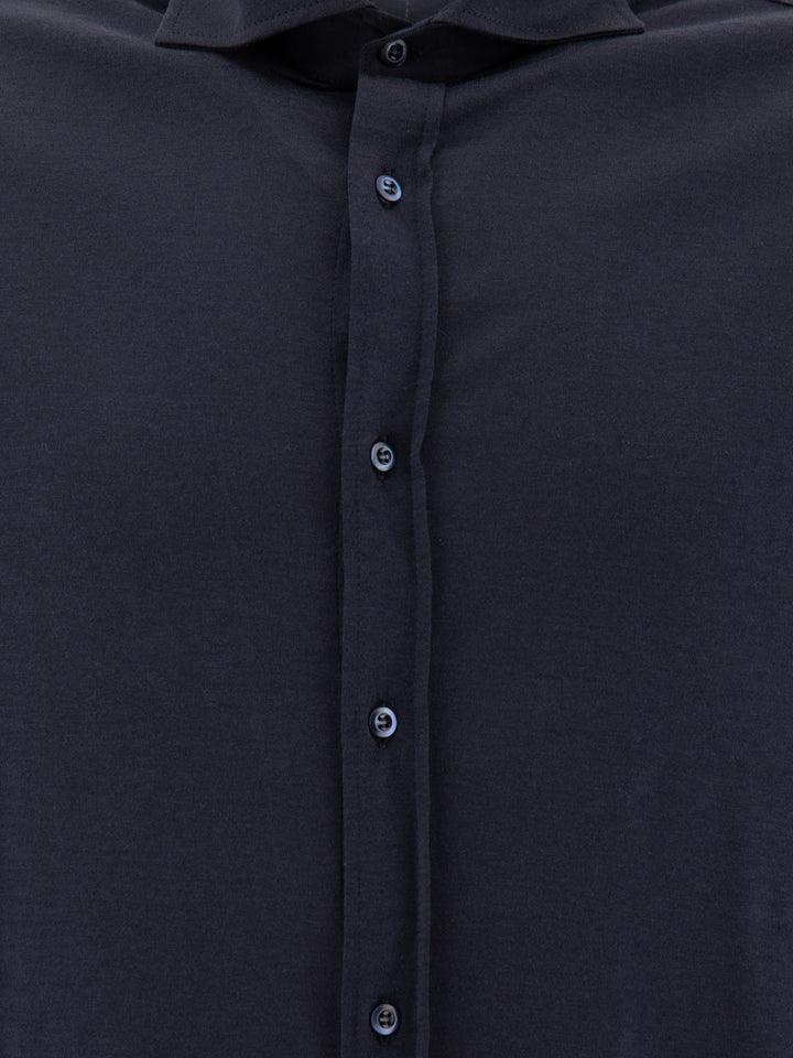 Silk And Cotton Lightweight Jersey Shirt Shirts Blue