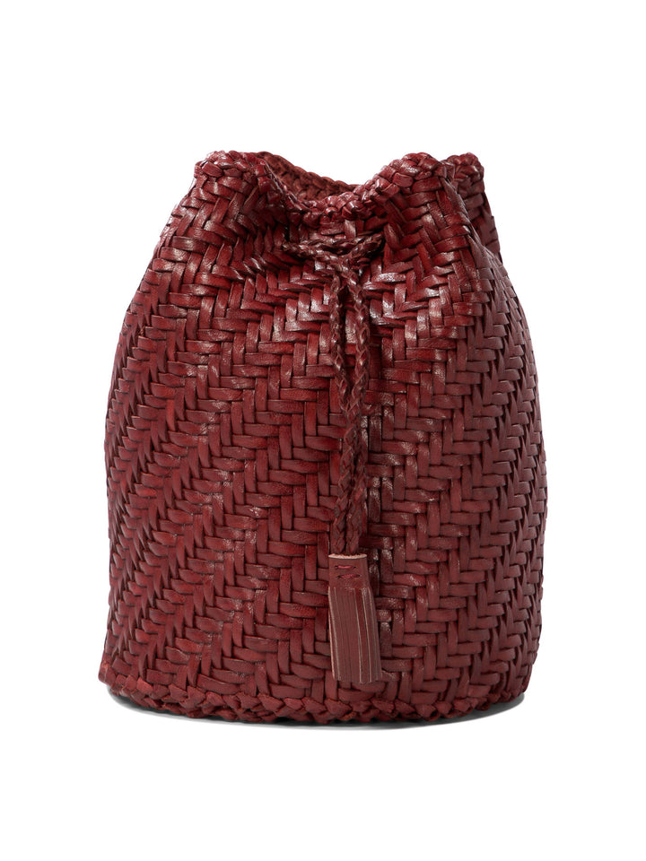 Pompom Double Jump Crossbody Bags Bordeaux