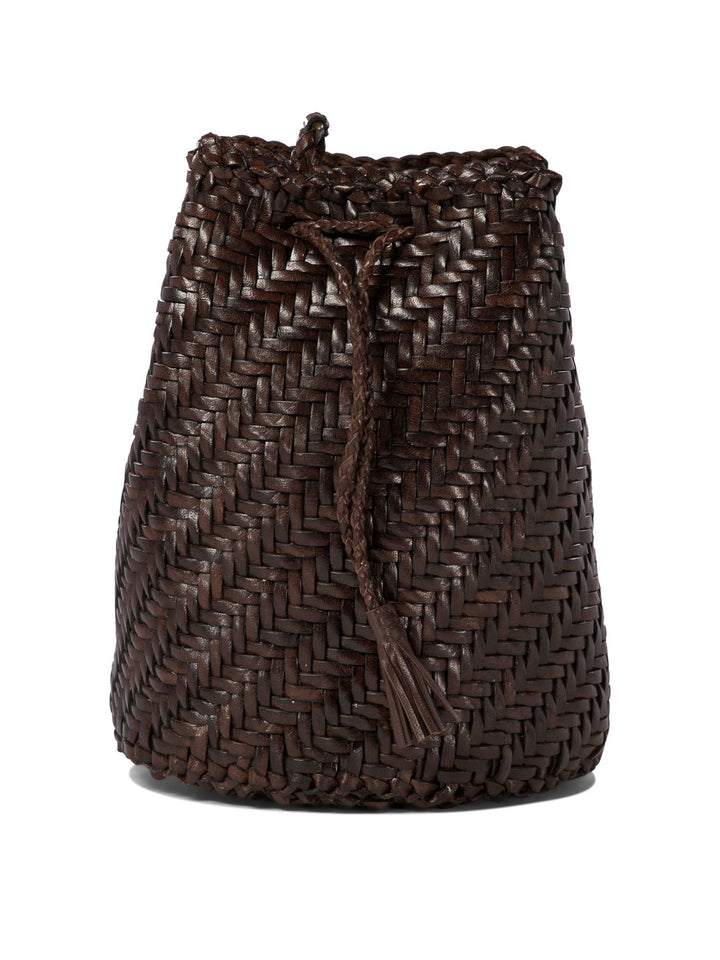 Pompom Double Jump Crossbody Bags Brown