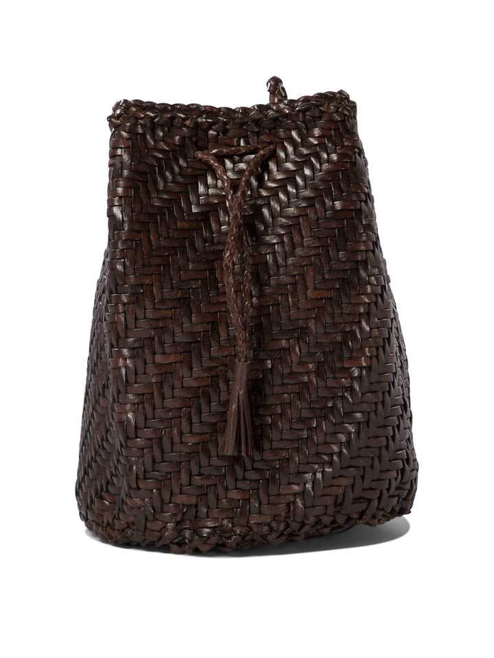 Pompom Double Jump Crossbody Bags Brown