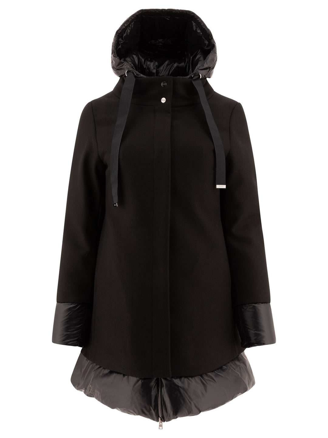 Wool And Ultralight Nylon Down Coat Coats Black