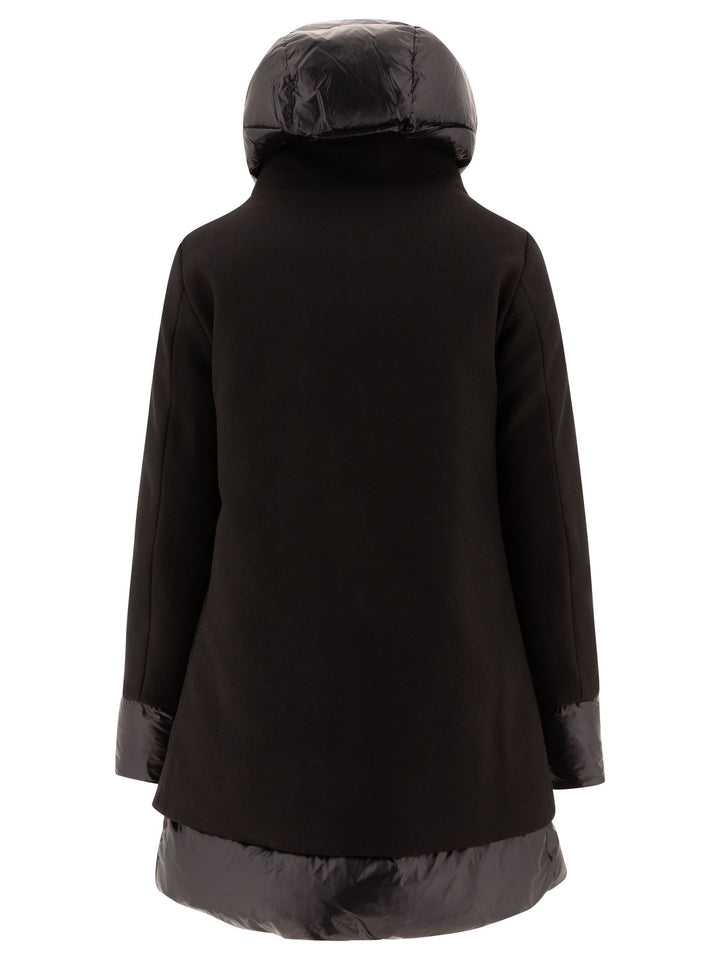 Wool And Ultralight Nylon Down Coat Coats Black