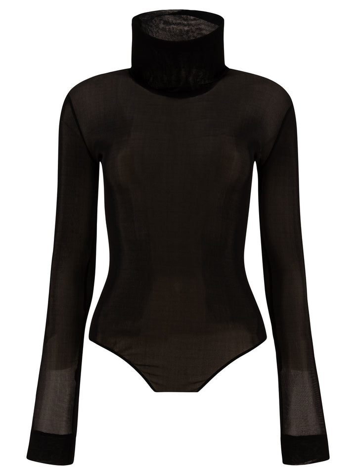 High-Neck Bodysuit Tops Black