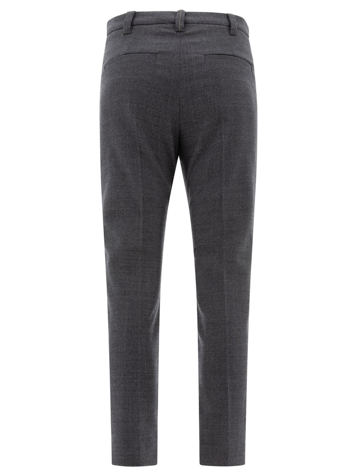 Wool Cigarette  With Monili Trousers Grey