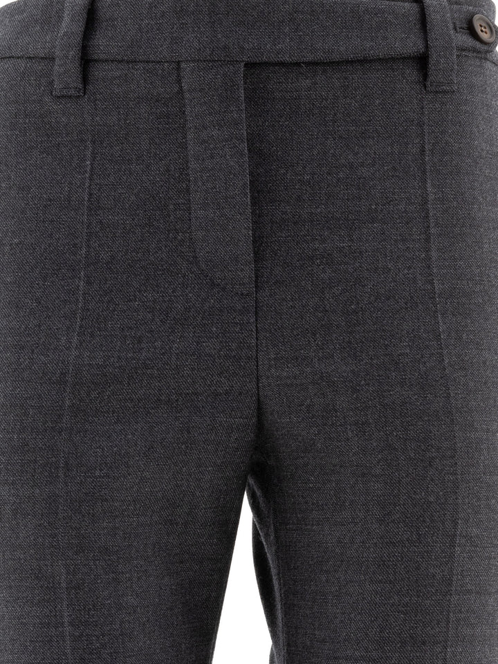 Wool Cigarette  With Monili Trousers Grey