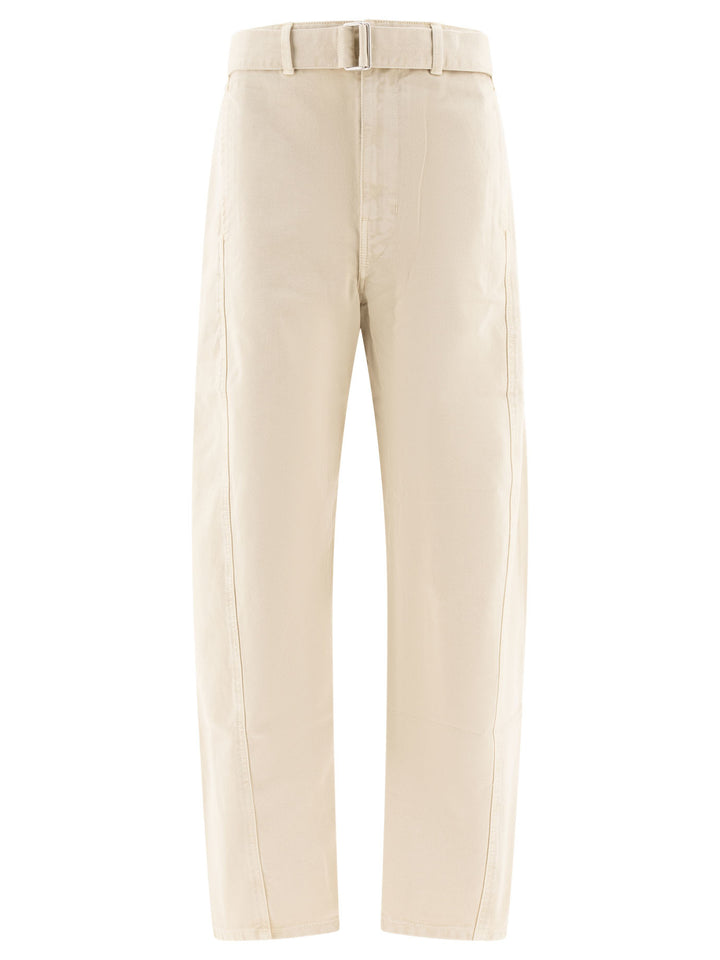 Twisted Belted Trousers Beige