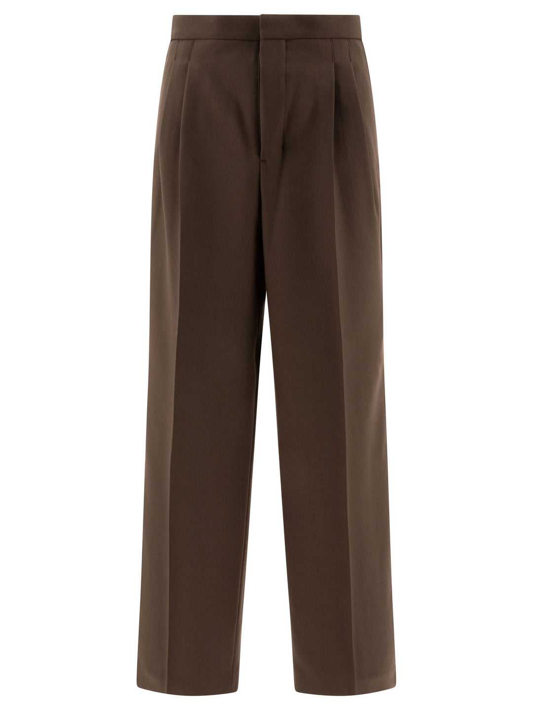 Wool Gabardine Trousers Brown