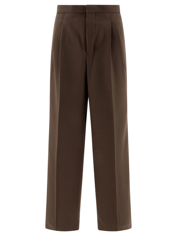 Wool Gabardine Trousers Brown