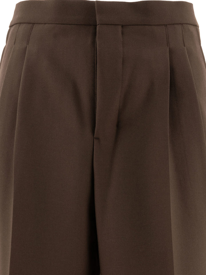 Wool Gabardine Trousers Brown