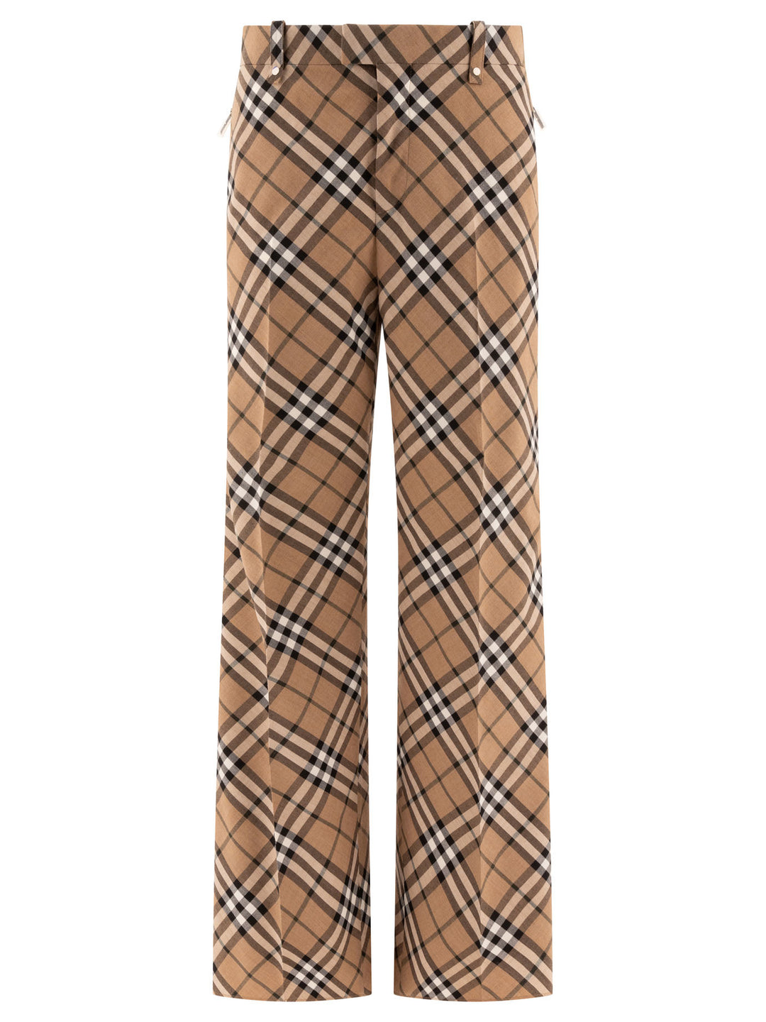 Wool Blend Tailored Trousers Beige