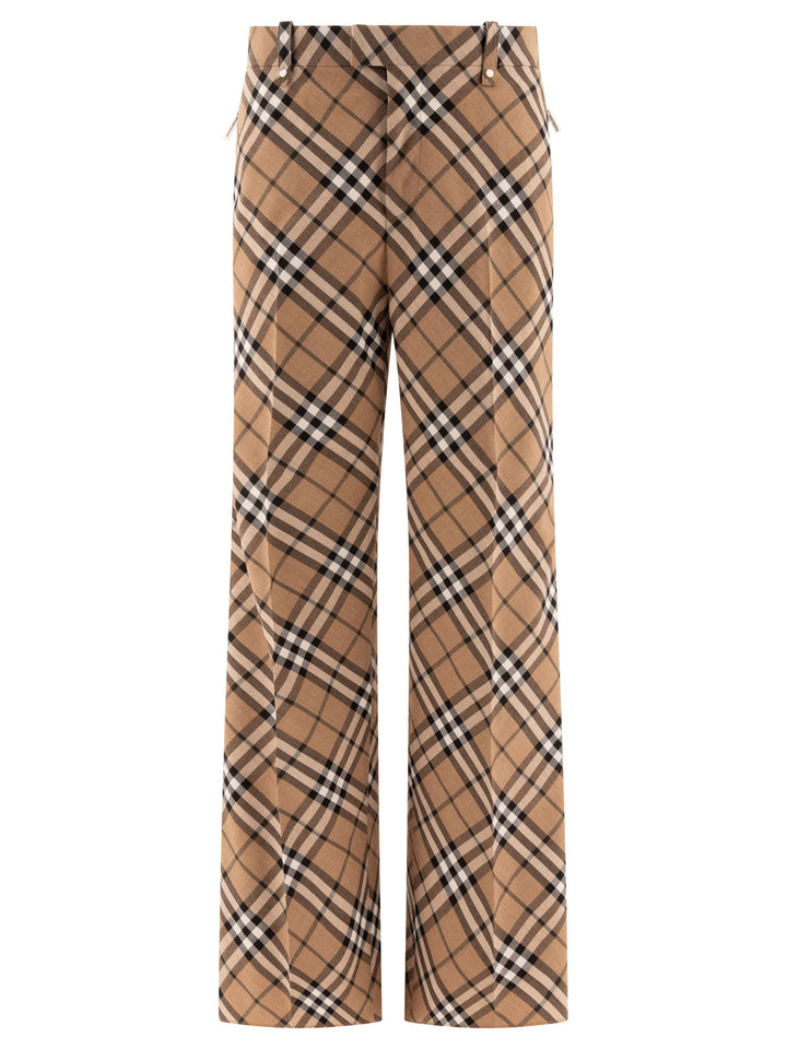 Wool Blend Tailored Trousers Beige