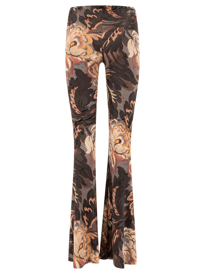 In Printed Chenille Trousers Black