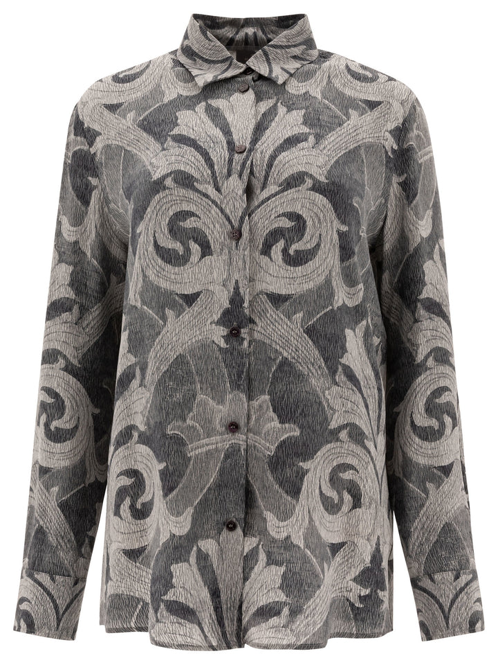 Printed Silk Shirt Shirts Grey