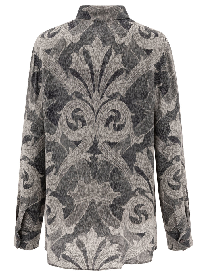 Printed Silk Shirt Shirts Grey