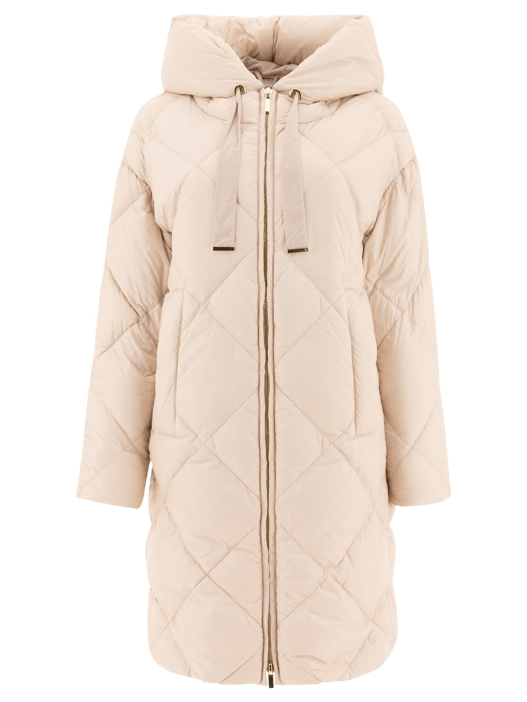 Midi Parka In Water-Repellent Canvas Coats Beige