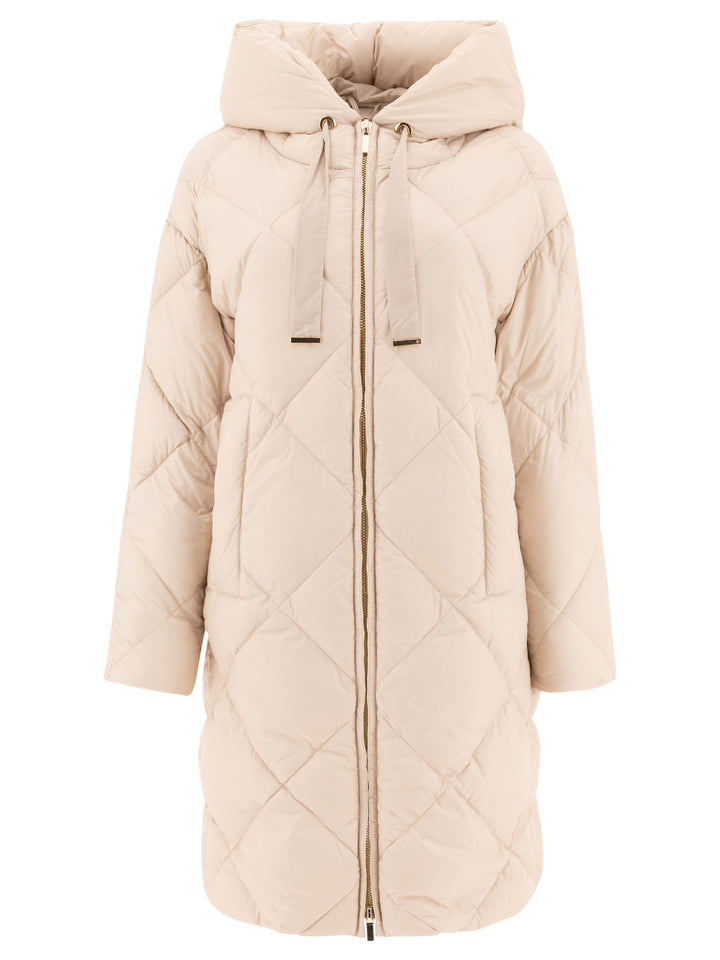 Midi Parka In Water-Repellent Canvas Coats Beige