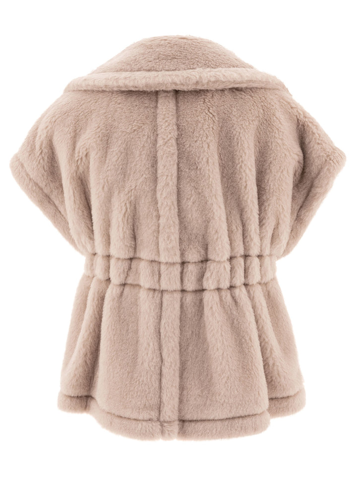 Teddy Fabric Short Cape Coats Beige