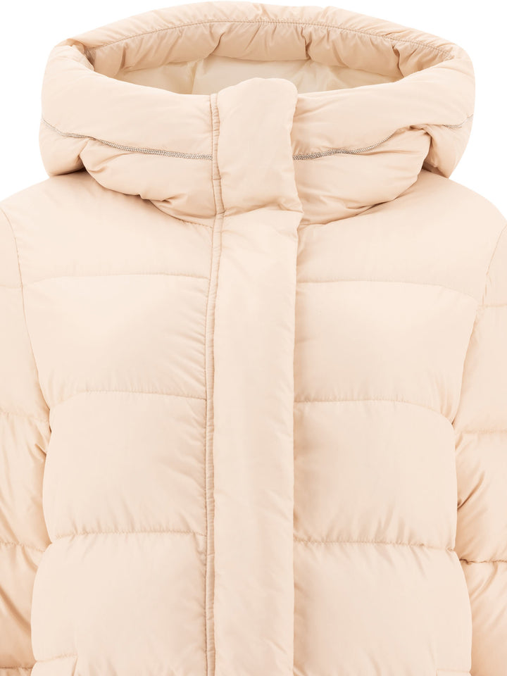 Down Coat With Punto Luce Jackets Beige