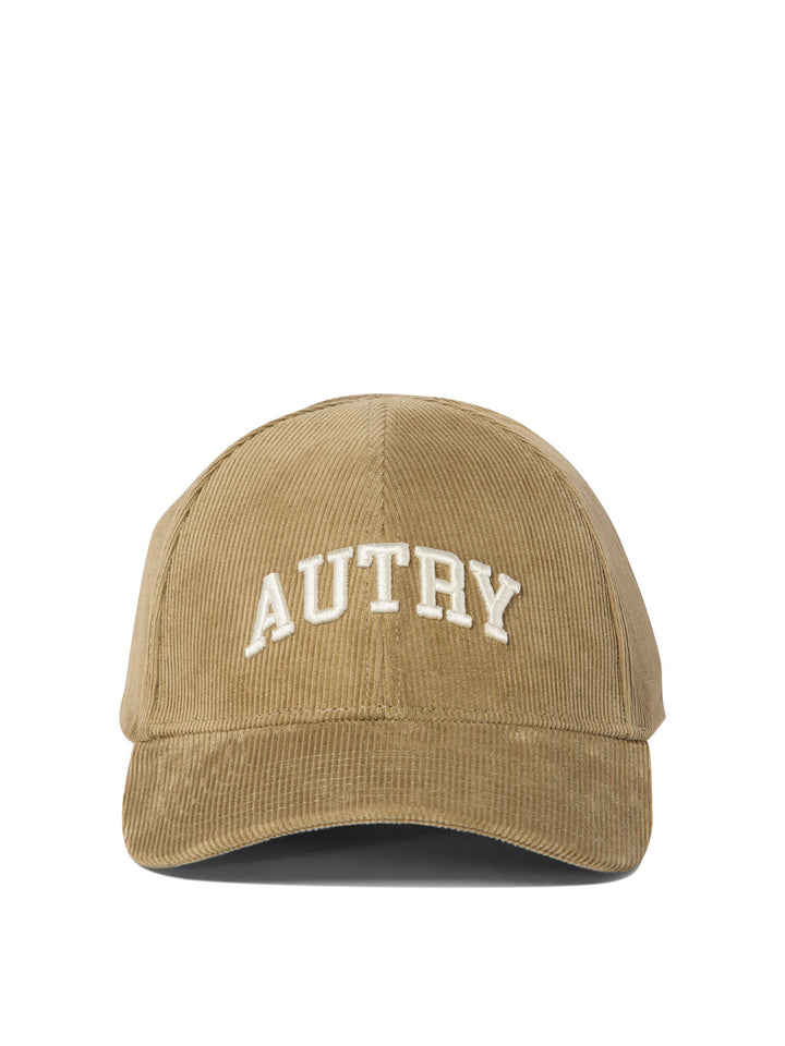 Corduroy Baseball Cap With Embroidery Hats Beige