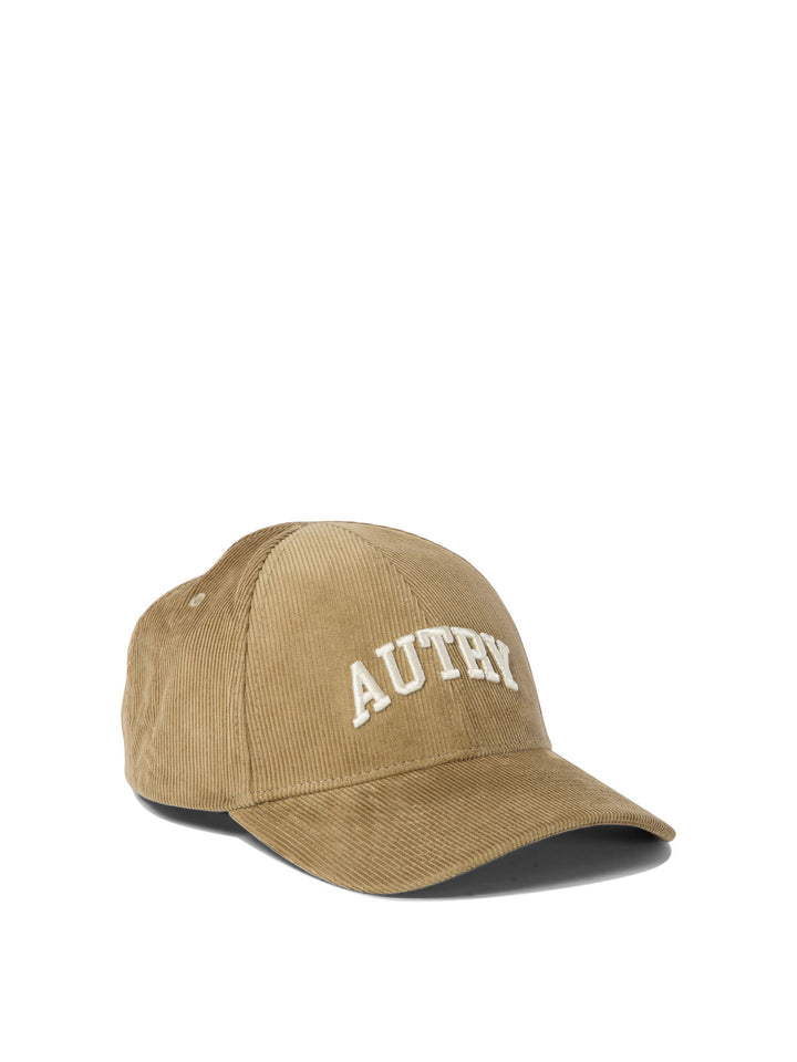 Corduroy Baseball Cap With Embroidery Hats Beige