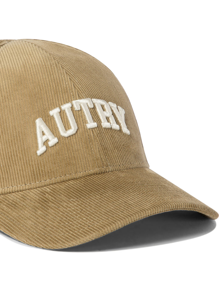 Corduroy Baseball Cap With Embroidery Hats Beige