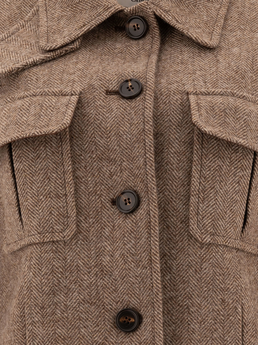 Long Officer Jacket In Herringbone Boyish Wool Jackets Brown