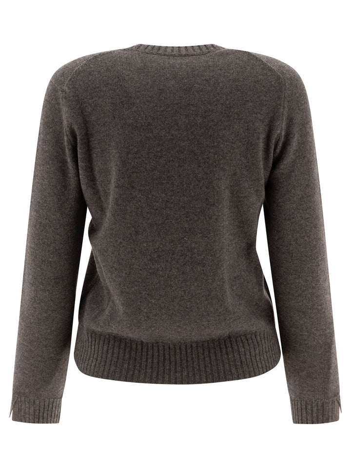 Cashmere Sweater With Shiny Cuff Details Knitwear Grey