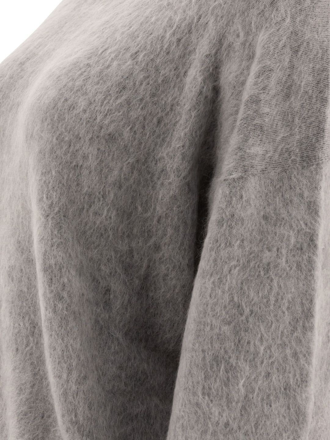 Mohair, Wool, Cashmere And Silk Sweater With Monili Knitwear Grey