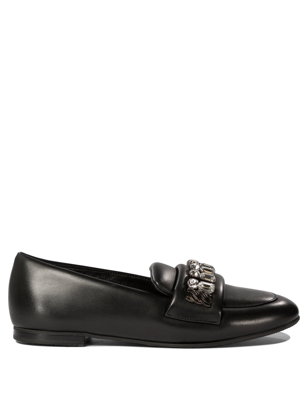 Loafers With Crystal Details Loafers & Slippers Black