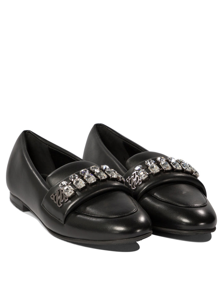 Loafers With Crystal Details Loafers & Slippers Black