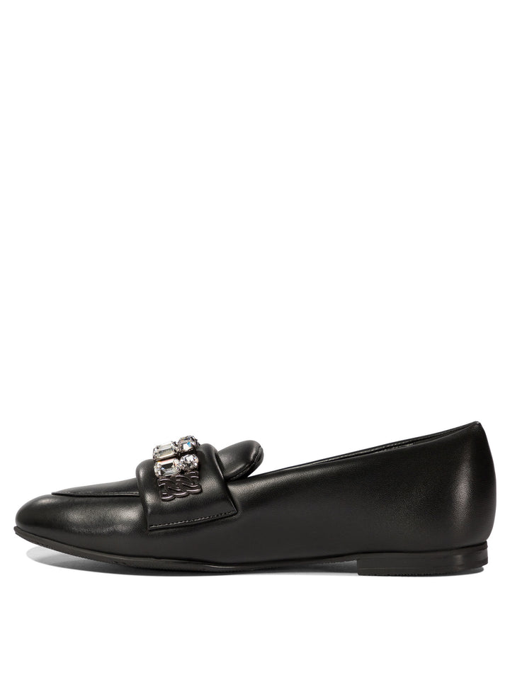 Loafers With Crystal Details Loafers & Slippers Black