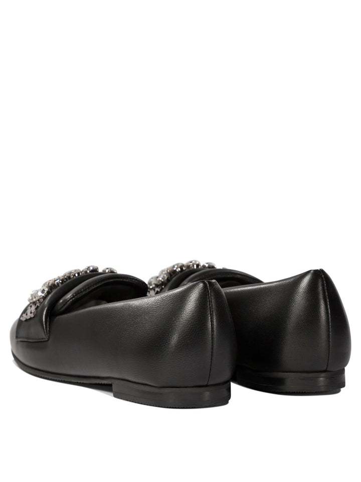 Loafers With Crystal Details Loafers & Slippers Black