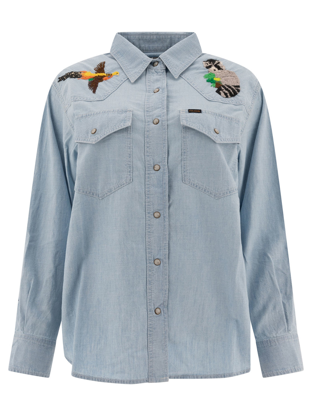 Embroidered Western Shirt Shirts Light Blue