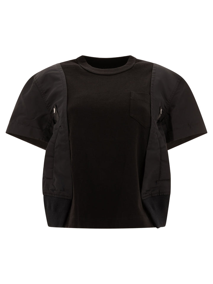 Nylon Twill X Cotton Jersey T-Shirts Black