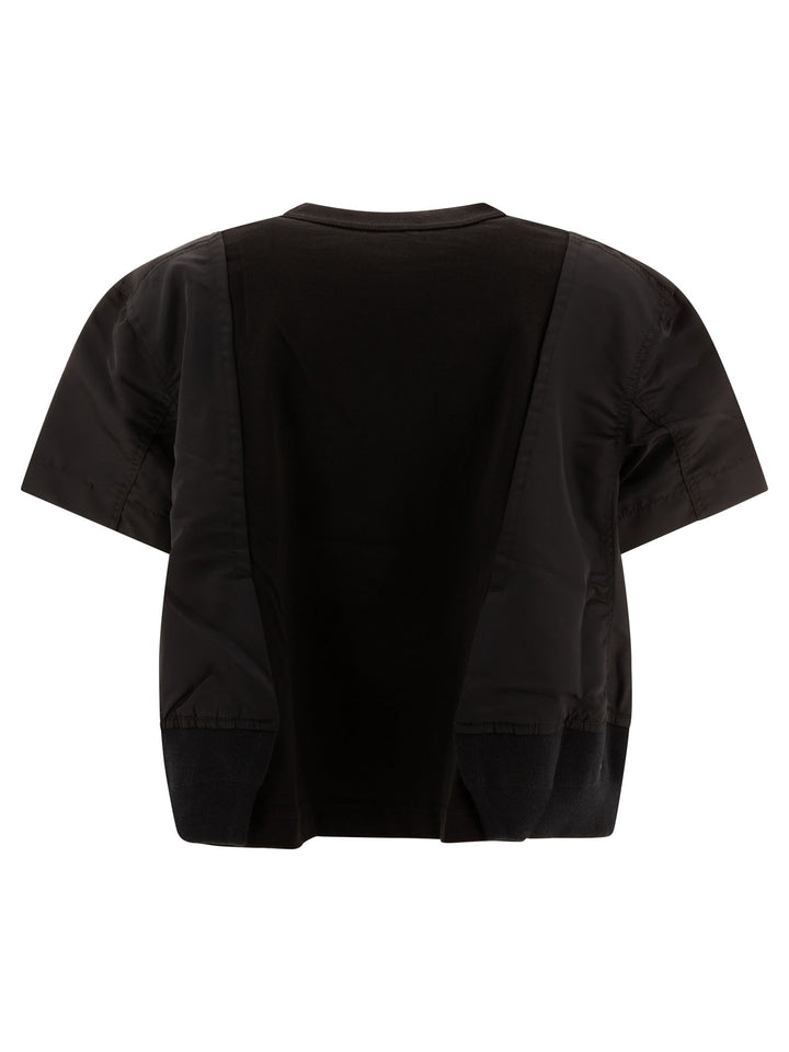 Nylon Twill X Cotton Jersey T-Shirts Black